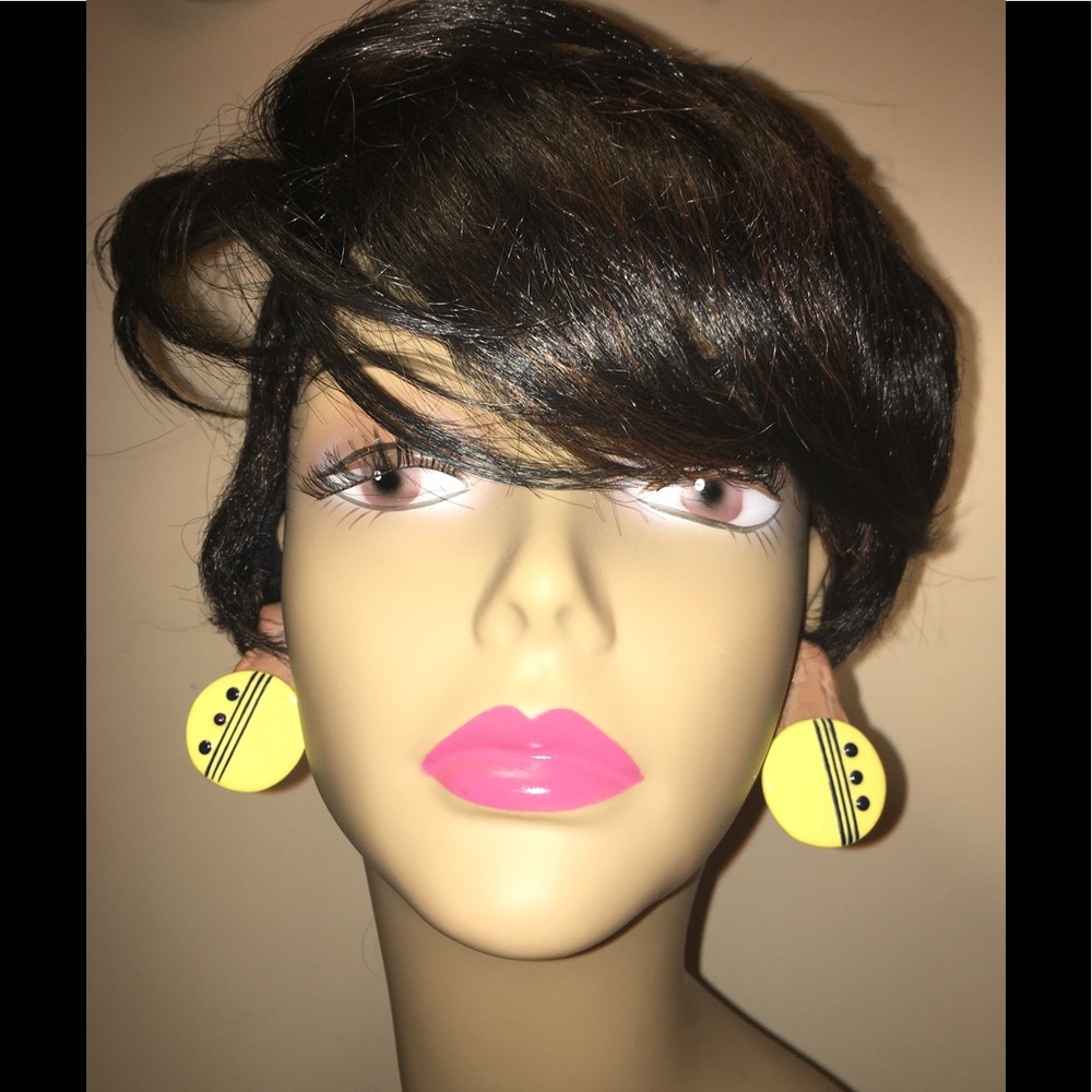 Vintage MOD Yellow Button Earrings